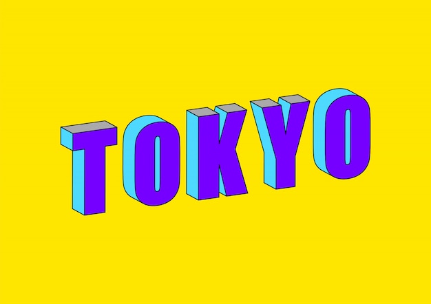 De tekst van Tokyo met 3d isometrisch effect