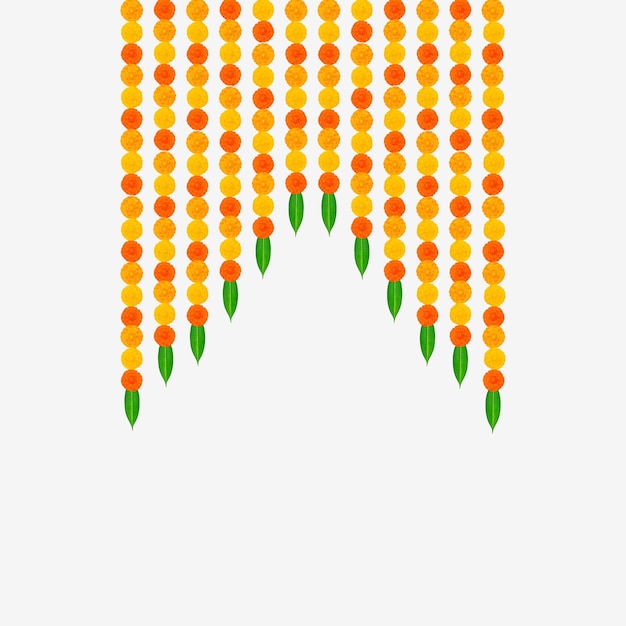 De traditionele Indische Garland van de Goudsbloembloem met de Decoratie van Mangobladeren voor Indische Hindoese feestdagen o
