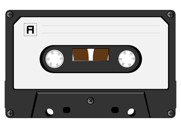 De vectorafbeelding van een audiocassette van dichtbij