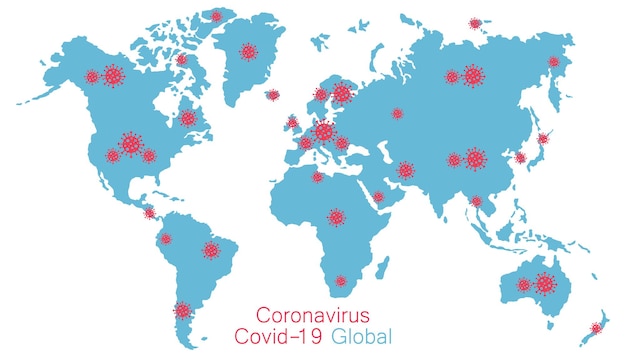 De verspreiding van het nieuwe coronavirus Covid2019 gevaarlijke viruswaarschuwingssignalen tonen de plek van het coronavirus