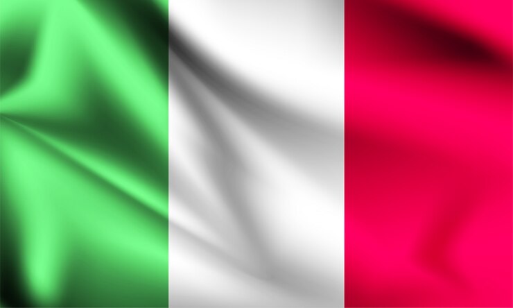 Vector de vlag die van italië met de wind, 3d illustratie golven