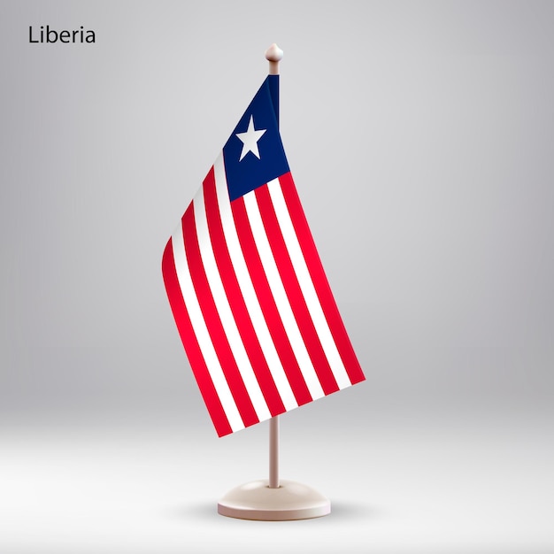 De vlag van Liberia hangt op een vlaggenstand