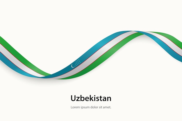 De vlag van Oezbekistan op het zwaaiende lint