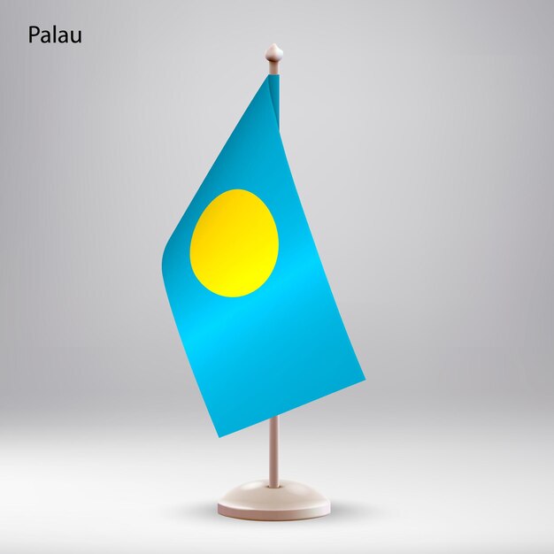 Vector de vlag van palau hangt op een vlaggenstand