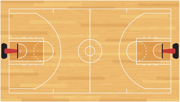 Vector de vloer van het basketbalhof met hardhouttextuur. illustratie.