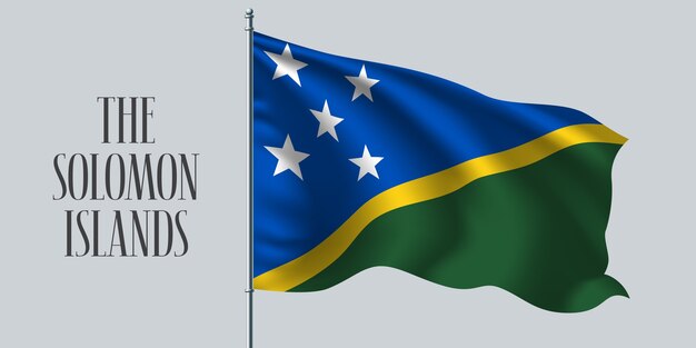 De wapperende vlag van de Salomonseilanden.