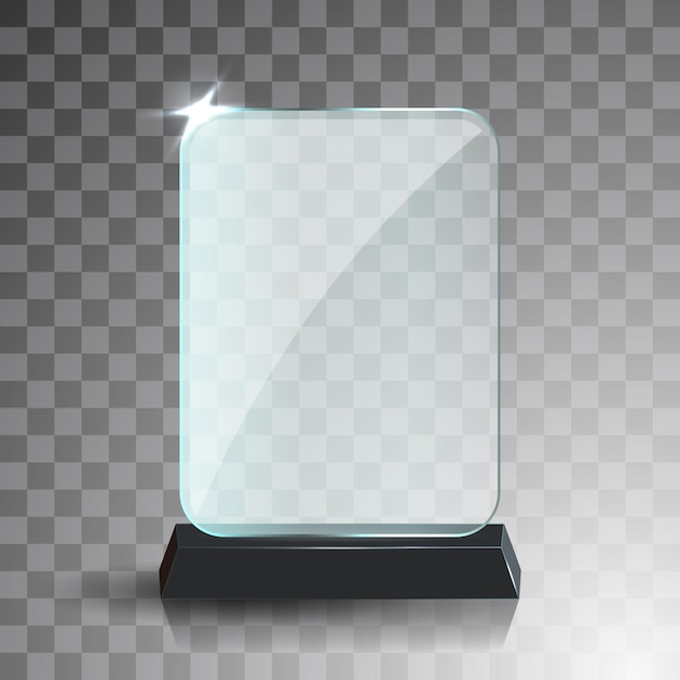 Vector de winnaar van de glass trophy award krijgt een kristalprijs en een ondertekende acryl trofee.