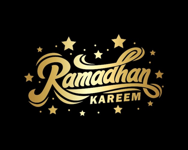 De woorden ramadan kareem op een zwarte achtergrond.