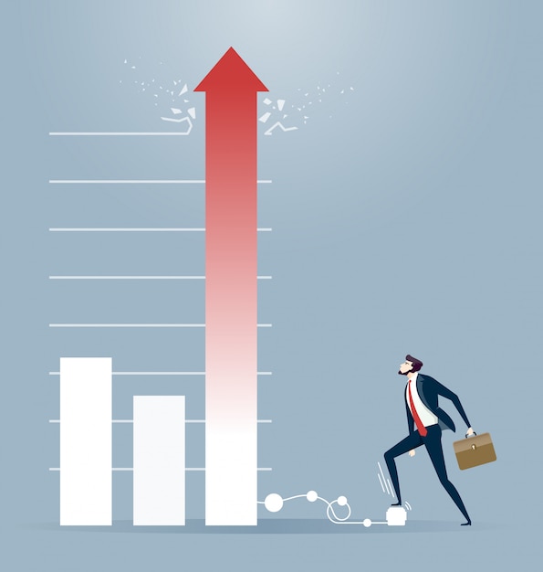 De zakenman houdt een diagramgrafiek opblazend. Stock Market concept