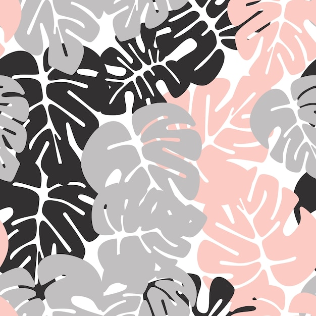 De zomer naadloos tropisch patroon met kleurrijke monsterapalmbladen op witte achtergrond
