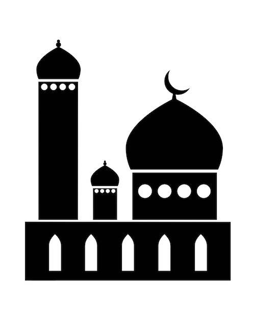 De zwarte silhouetten van islamitische Ramadan-cityscapes