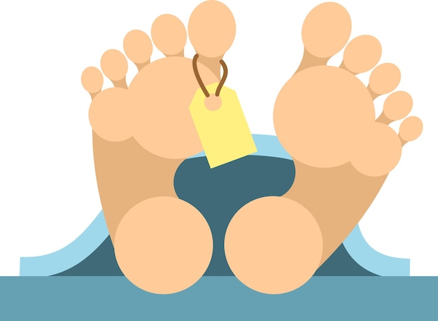 Vector a dead body in the morgue with a yellow label on the toe isolated on transparent background