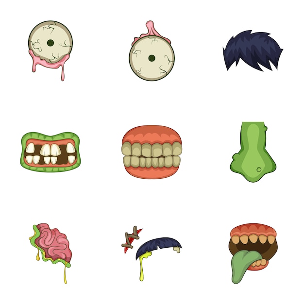 Vector dead body part set, cartoon style