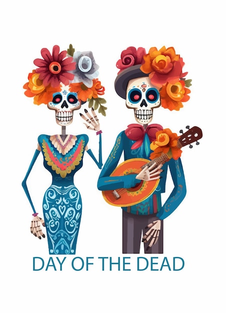 Dead day party sugar skull or Halloween holiday Traditional mexican music festival