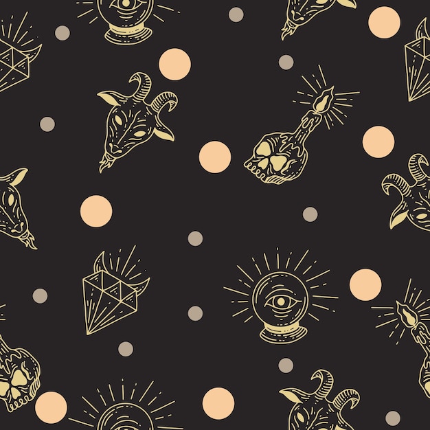 Vector dead decoration seamless pattern random light cream object wallpaper with design dark gray