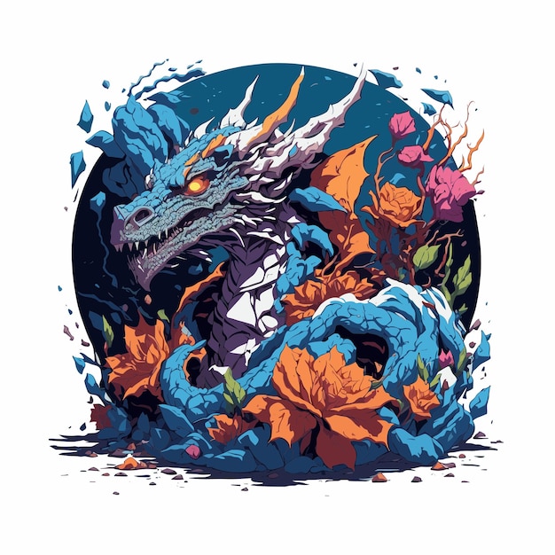 Vector dead dragon detailed illustration tshirt vector streetwear pod art