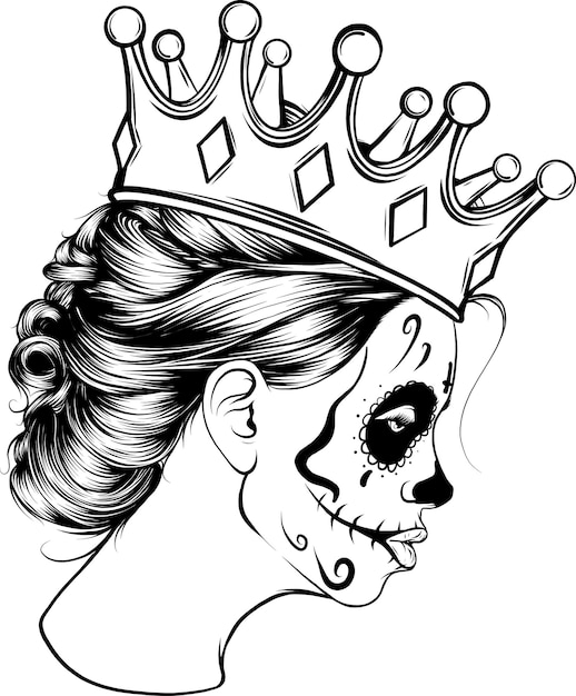 Dead girl black and white outline