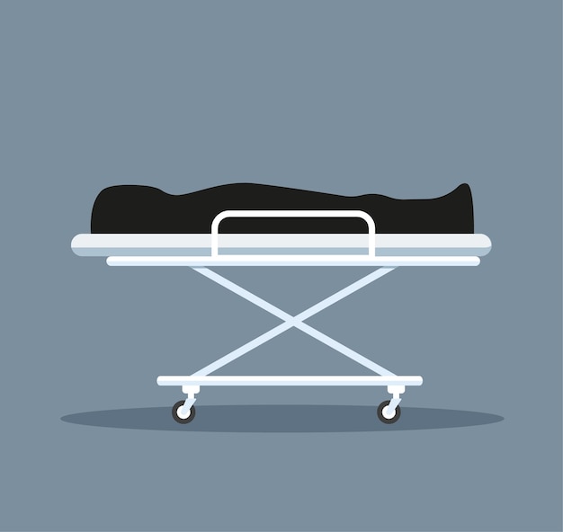 Vector dead on gurney icon in cartoon style isolated on white background death symbol