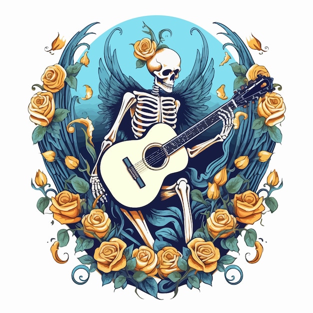 Vector dead man playing guitar