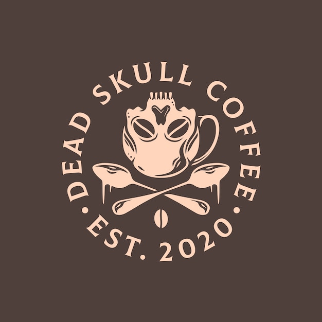 Modello di logo di caffè teschio morto