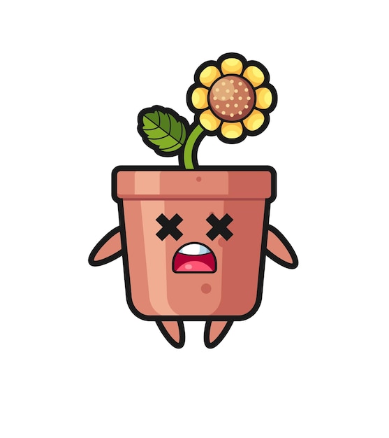 The dead sunflower pot mascot character  cute style design for t shirt sticker logo element