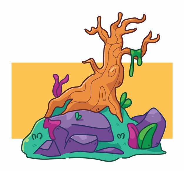 Dead tree Isolated cartoon object illustration Flat Style Sticker element vector