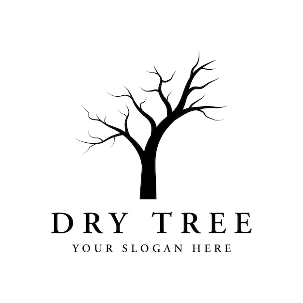 Dead tree silhouette logo design with dry branches