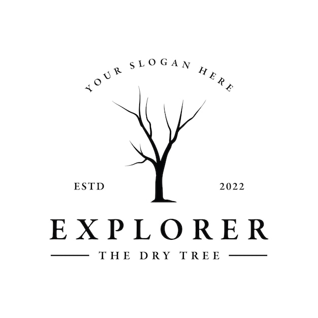 Dead tree silhouette logo design with dry branches