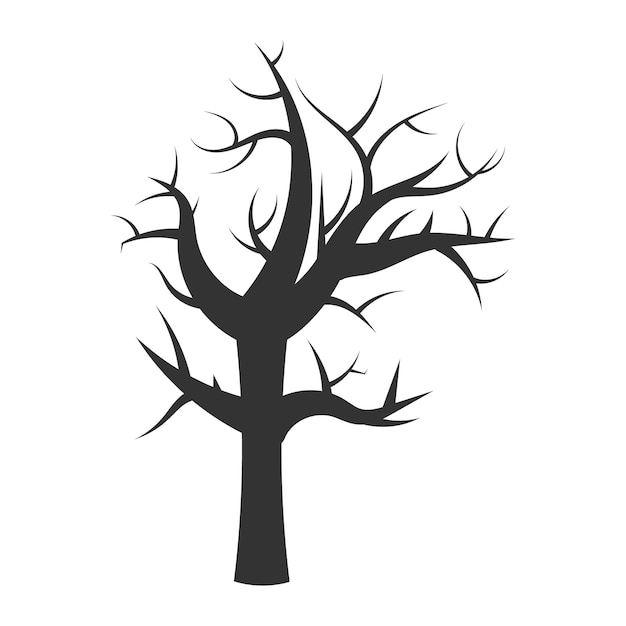 Вектор Силуэт мертвого дерева без листьев