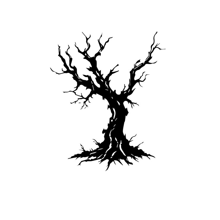 Vector dead tree sketch black and white vector illustration isolated on white background