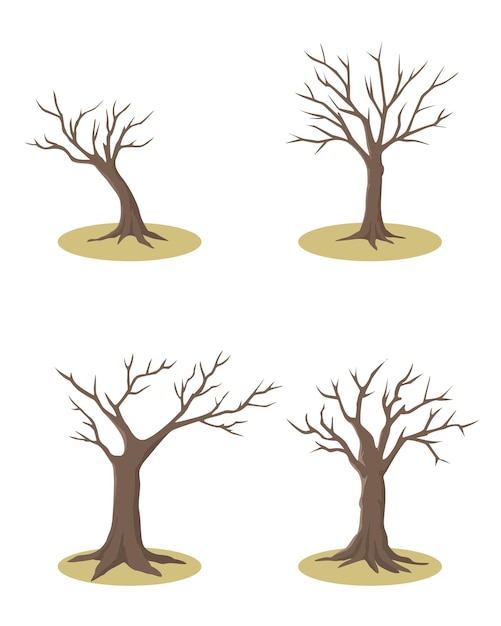 Dead tree vector clipart set