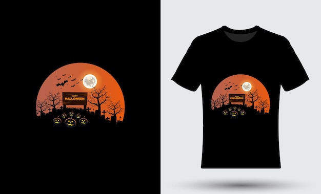 Dead trees, bats flying at moon night background t-shirt with gradient lights