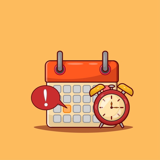 Vector deadline calendar illustration with alarm clock vector