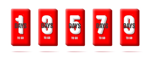 Deadline countdown in days to go volume letters on red cube digital badge