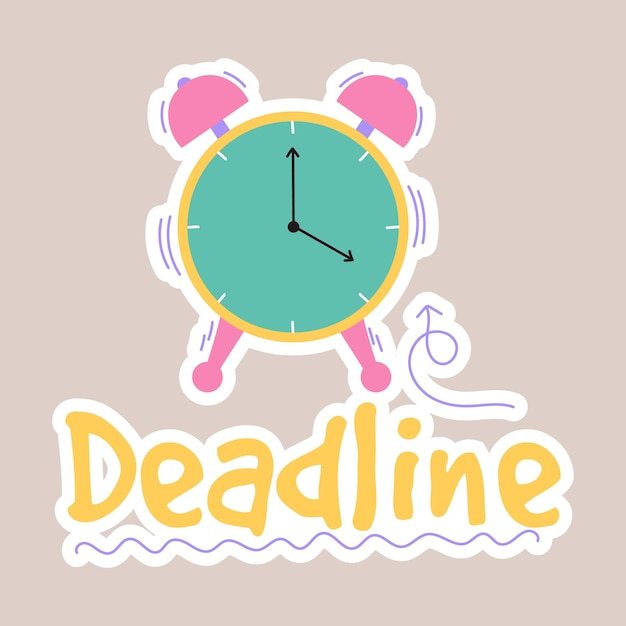 Deadline groovy sticker Reward sticker for teachers and kids Hand drawn vector illustration