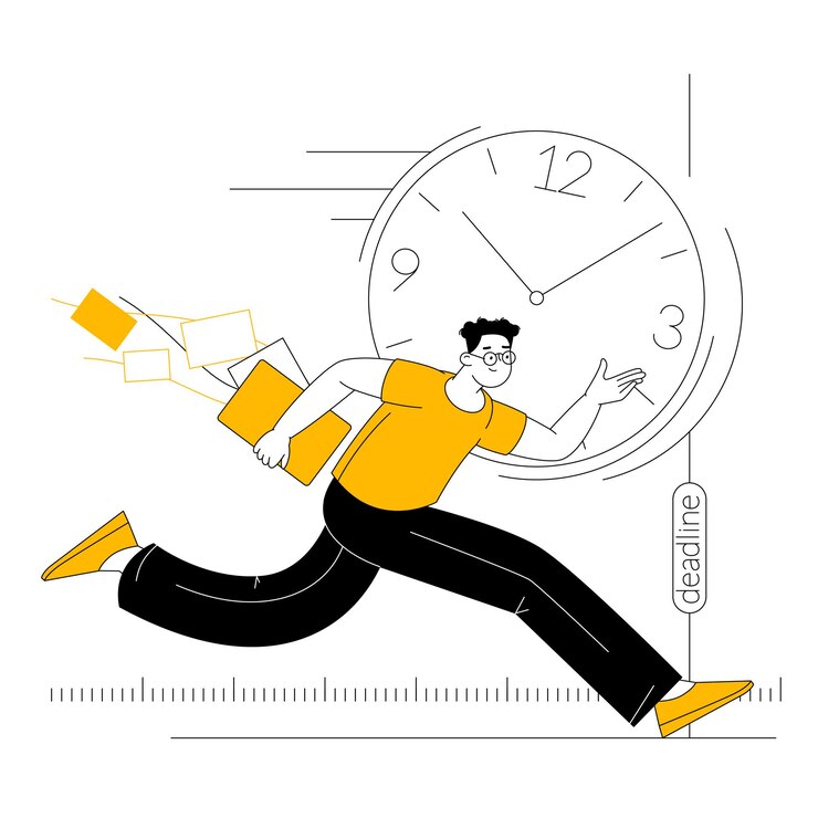 Vector deadline rush in hurry and time pressure concept