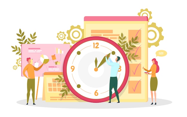 Deadline and time management flat illustration