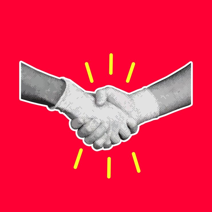 Vector deal hand gesture halftone effect free vector