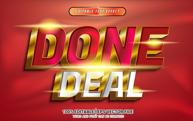 Deal sale red gold 3d text effect vector design