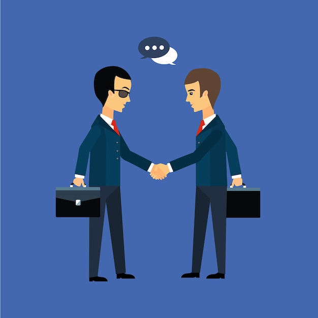 Deal, two businessmen shaking hands vector illustration