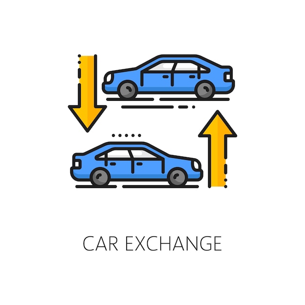 Dealership car exchange auto company outline icon