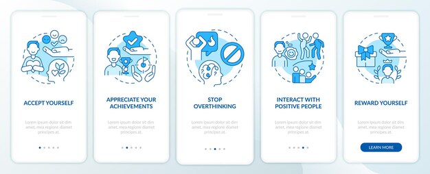 Dealing with confidence lack blue onboarding mobile app screen