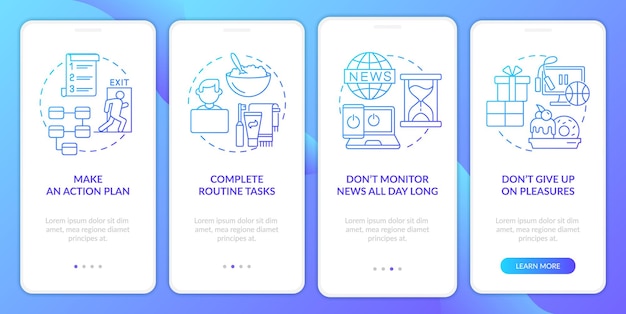 Dealing with emotions blue gradient onboarding mobile app screen