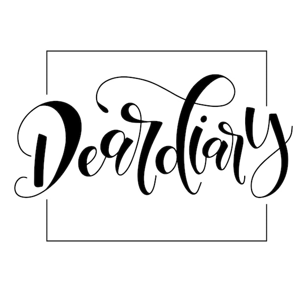 Dear deary black lettering isolated on white background