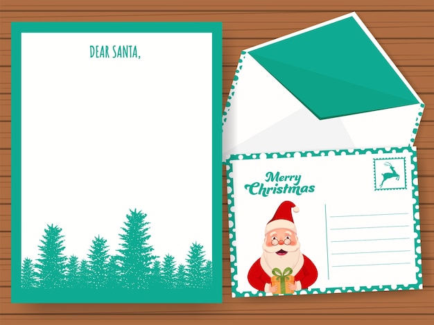 Dear Santa Empty Letter With Double-Sides Envelope For Merry Christmas