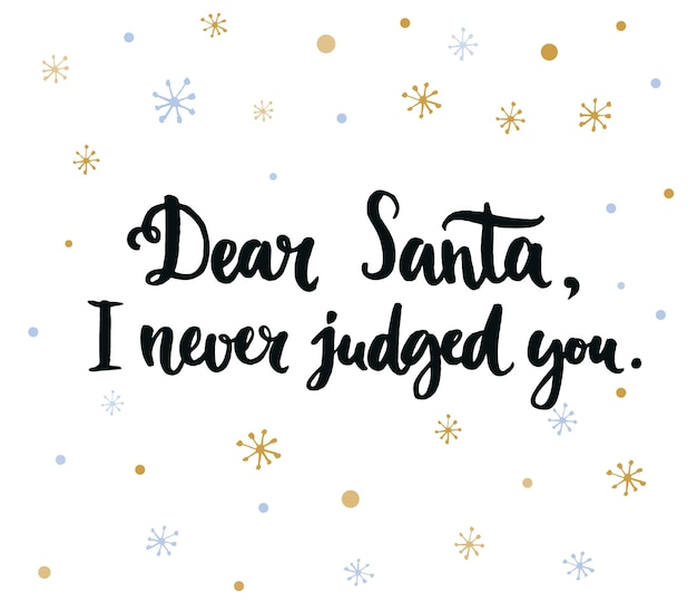 Dear Santa I never judged you Fun phrase for Christmas cards posters letters to Santa