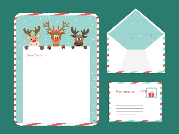 Dear santa letter or greeting card with space for text