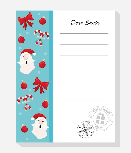 Vector dear santa letter template