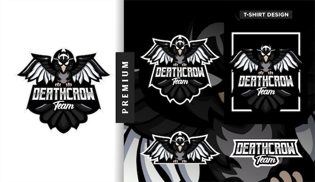 Death black crow gaming mascotte esport logo ontwerp karakter