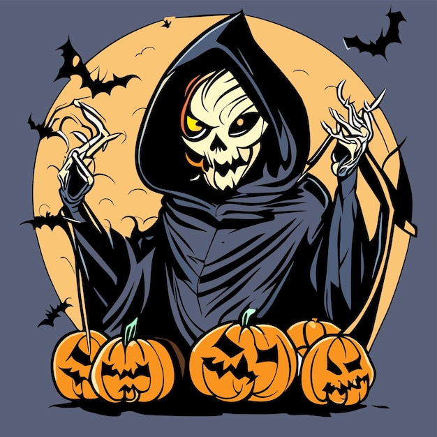 Смерть Хэллоуин Стоунер Череп нарисованный вручную мультфильм наклейка иконка концепция изолированная иллюстрация